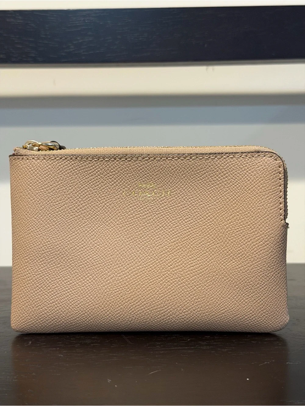Coach Corner Zip Wristlet Taupe